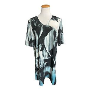 Womens Calvin Klein Jeans Multi-Color Swirl V Neck Shift Dress - Sz M